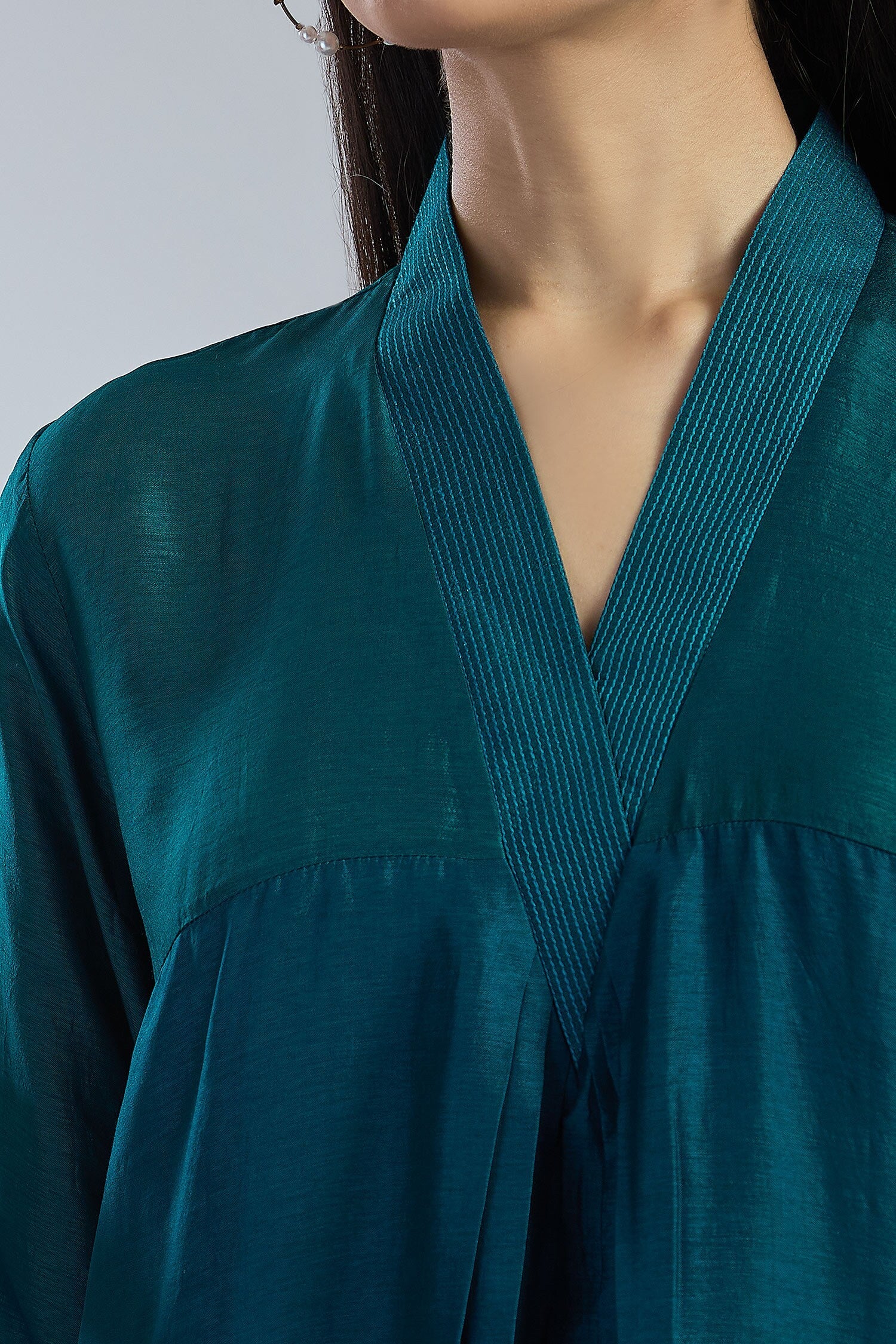 3D Colour Block Kurta- Teal