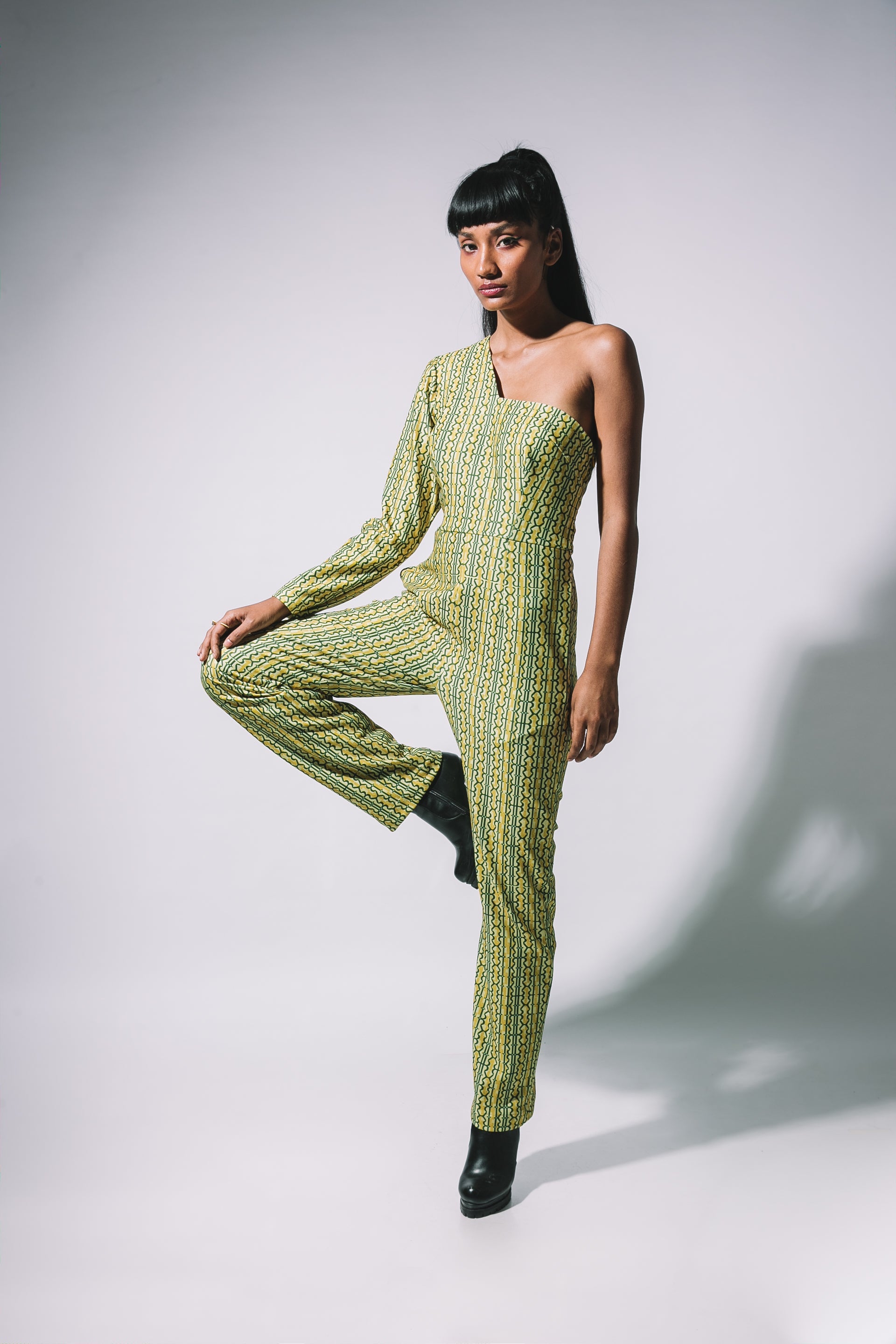 Yellow One shoulder Jumpsuit