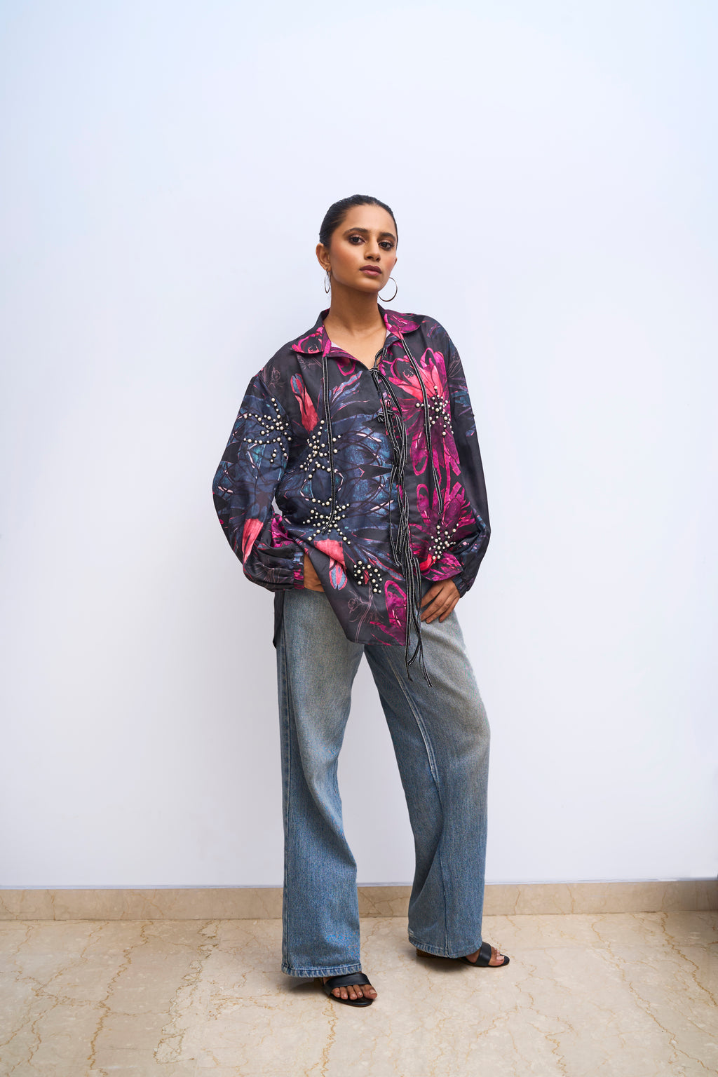 Abyss Black Peal Embroidered Shirt