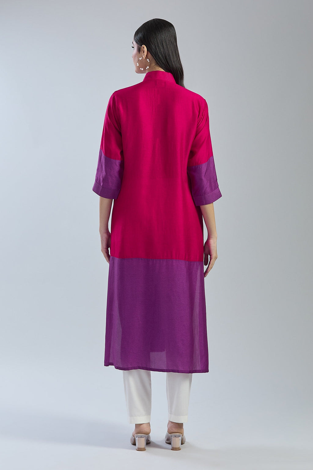 2D Colour Block Kurta- Pink x Purple