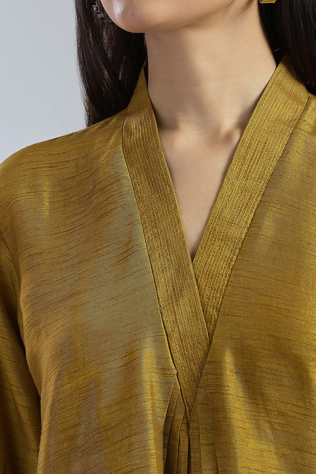 3D Colour Block Kurta- Yellow
