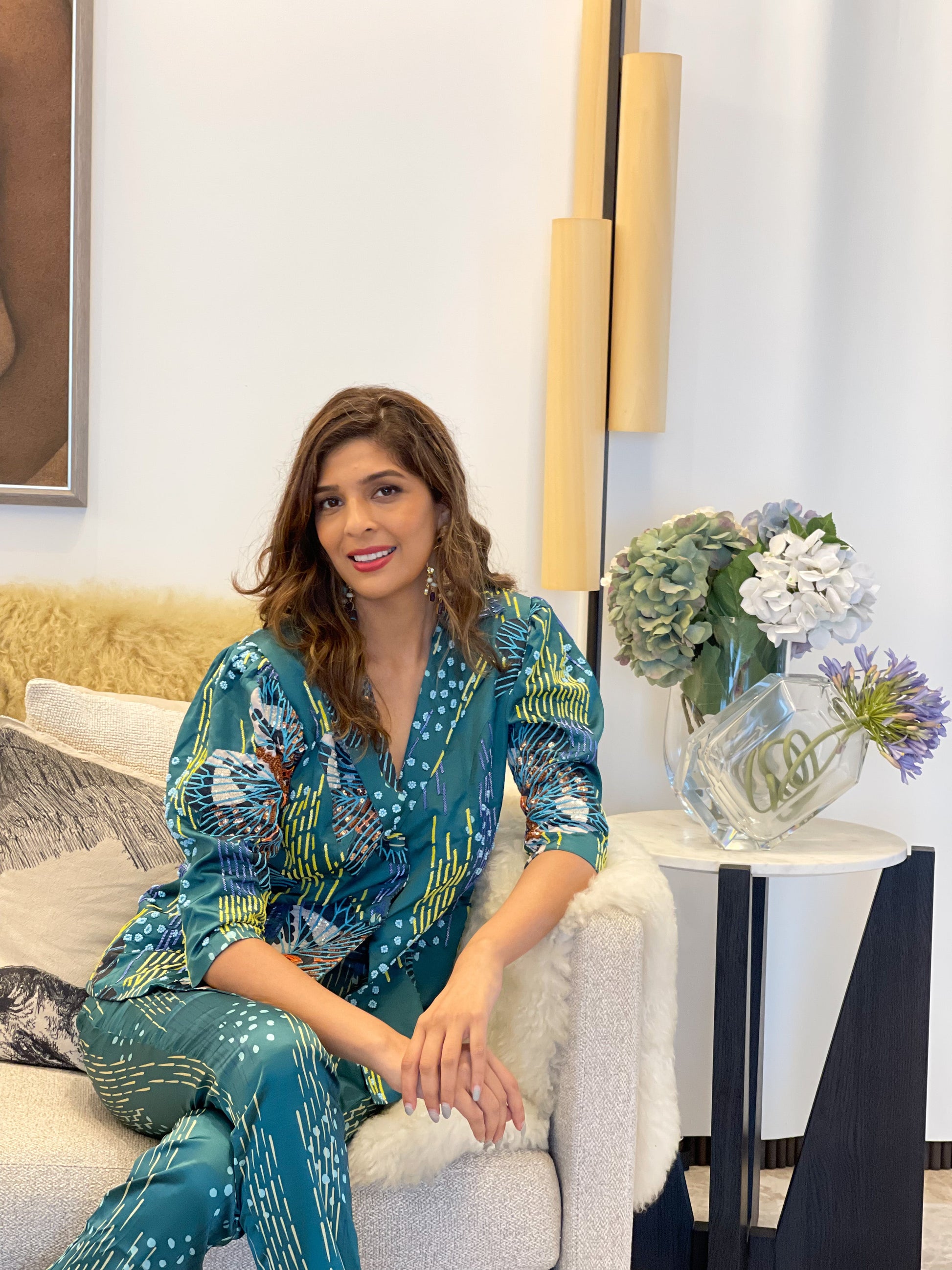 Mallika Singhania in Green Butterfly Blazer set