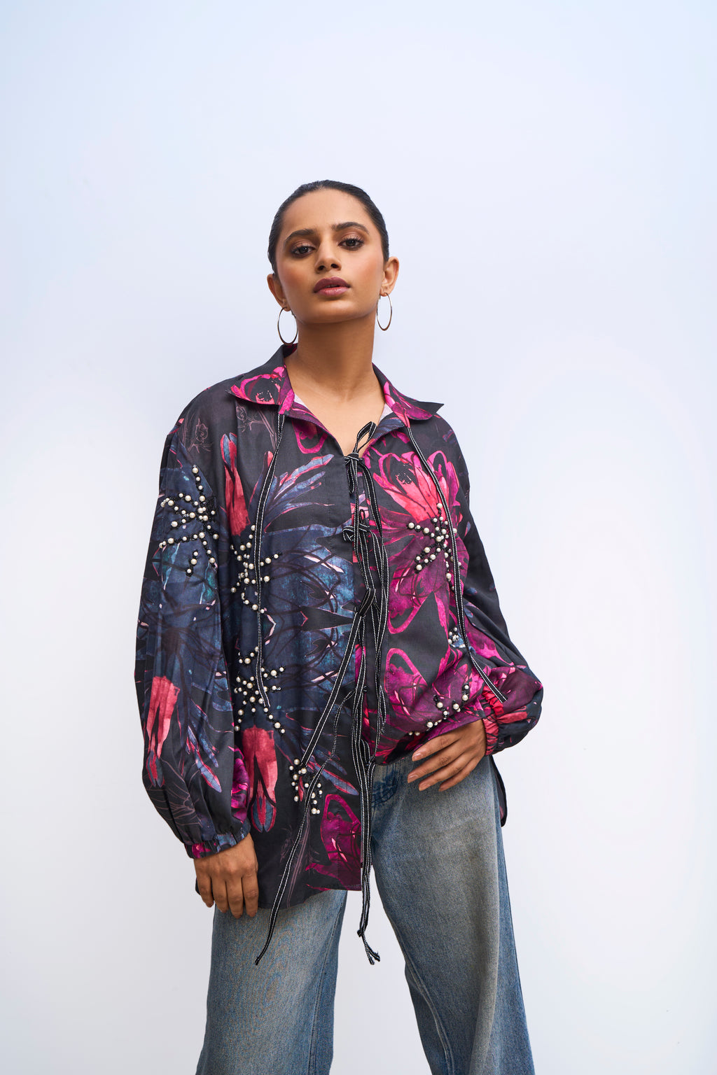 Abyss Black Peal Embroidered Shirt