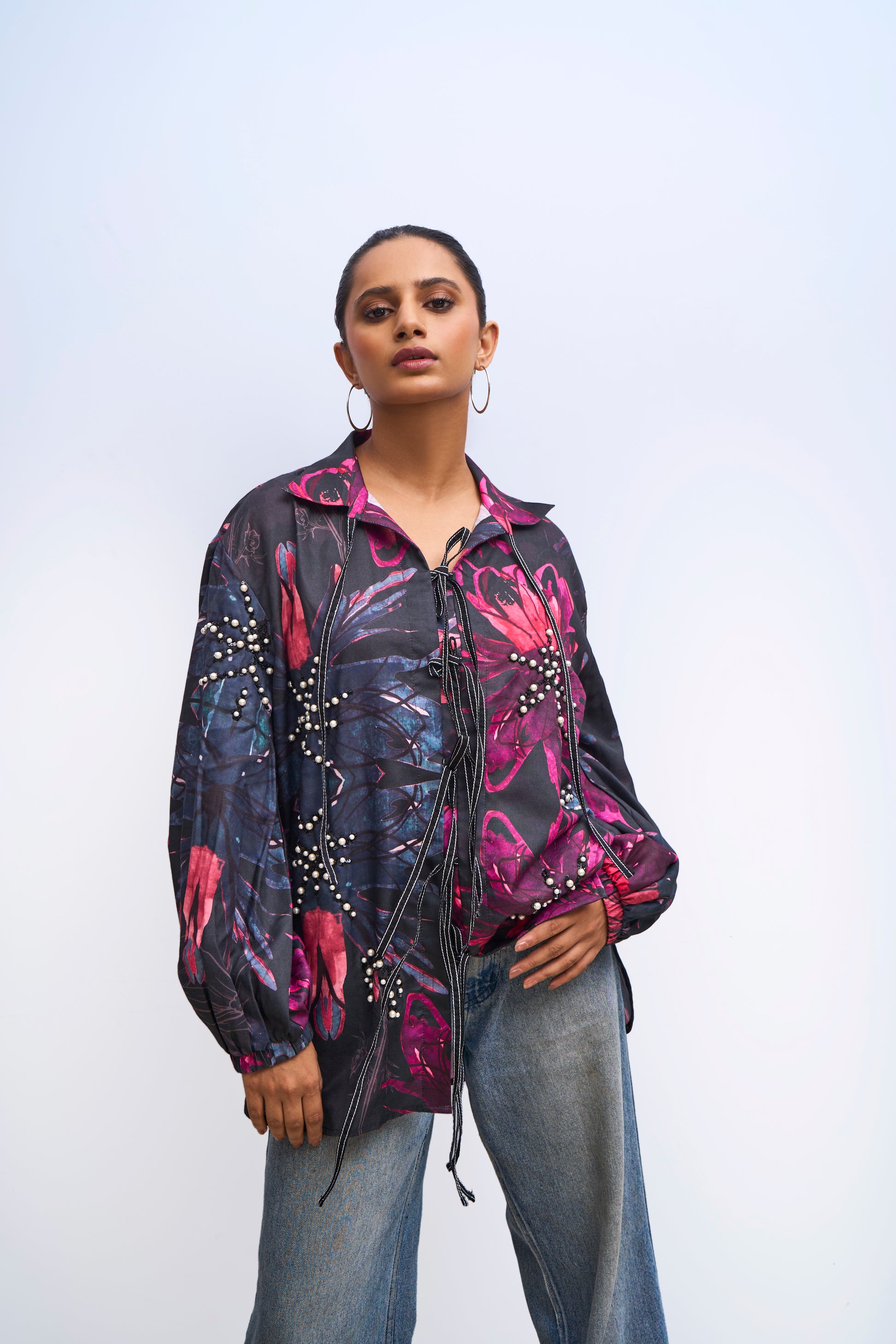 Abyss Black Peal Embroidered Shirt