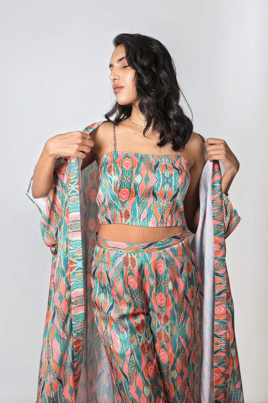 Mallika Singhania In our Ogee 3pc set.Bustier + Pant + Cape