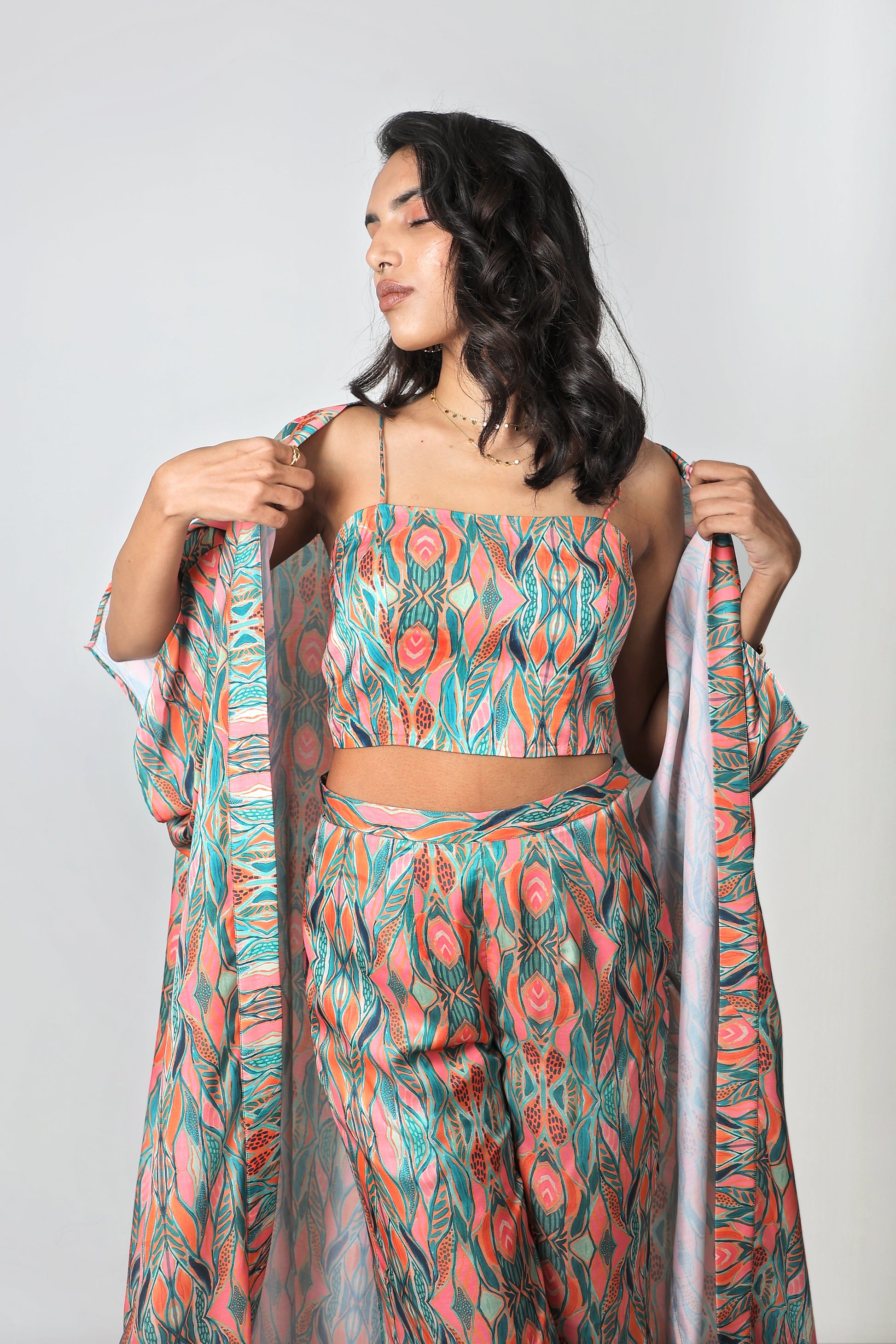 Mallika Singhania In our Ogee 3pc set.Bustier + Pant + Cape