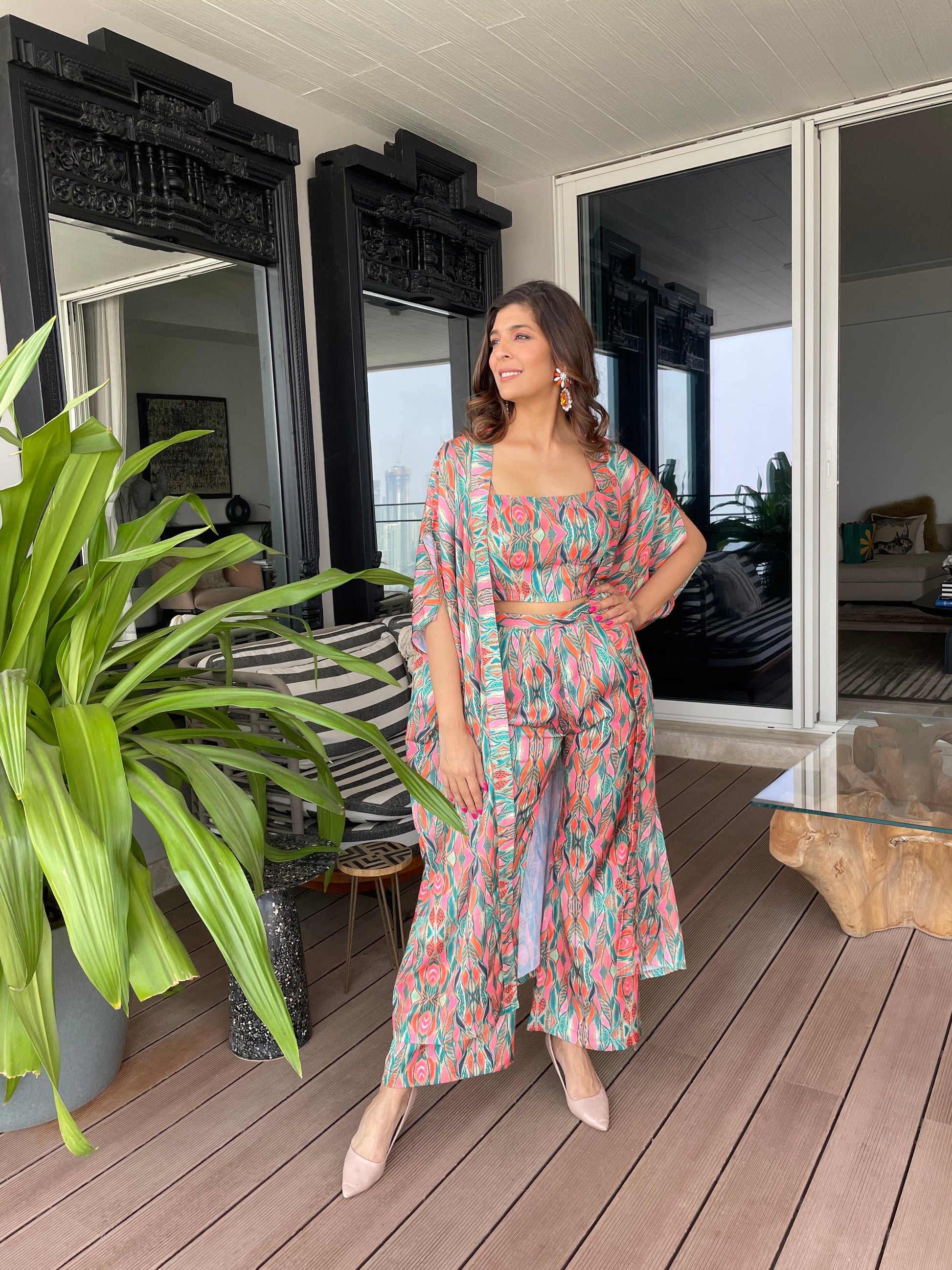 Mallika Singhania In our Ogee 3pc set.Bustier + Pant + Cape