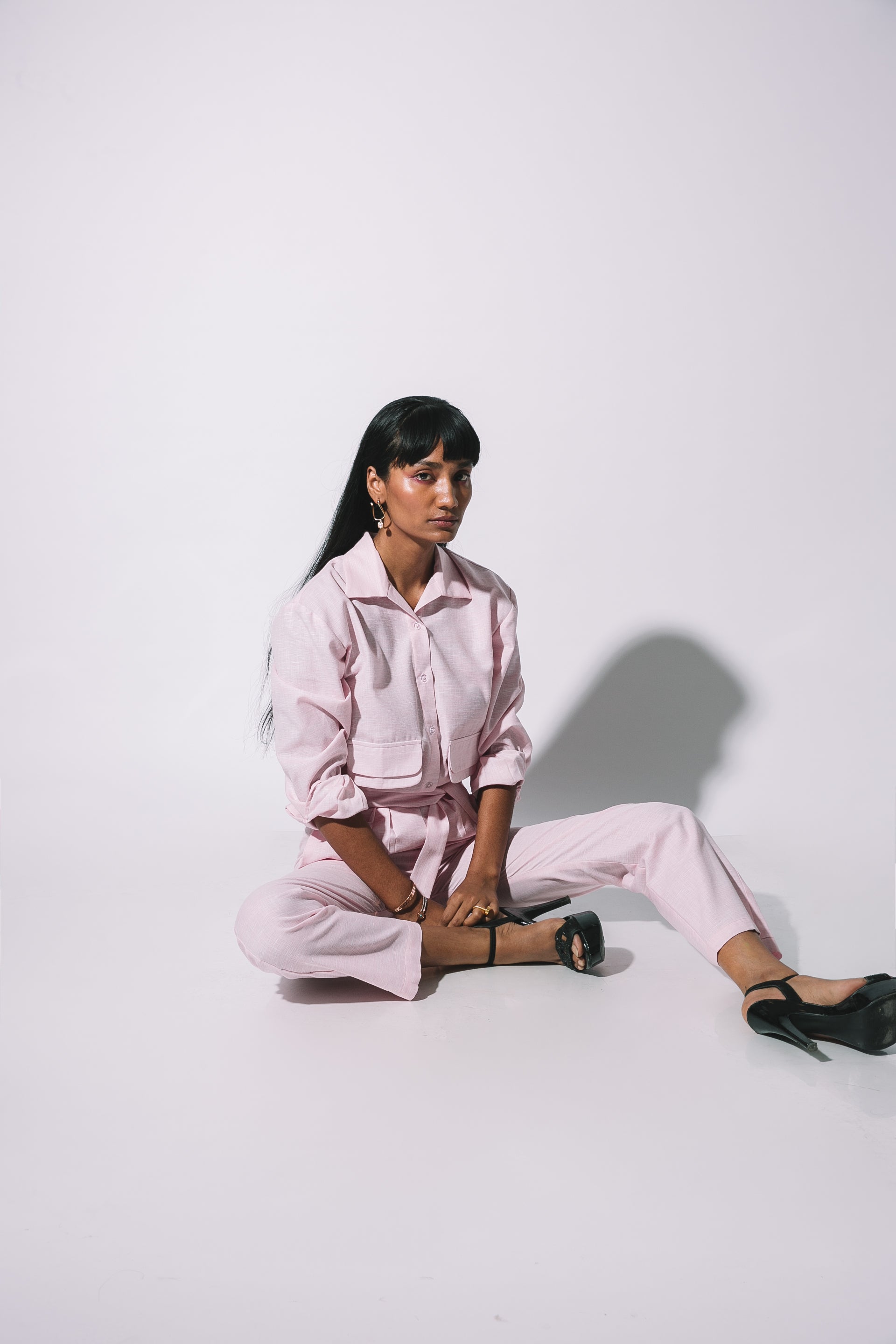 House Of Misu In Our Pink Cotton Linen Set