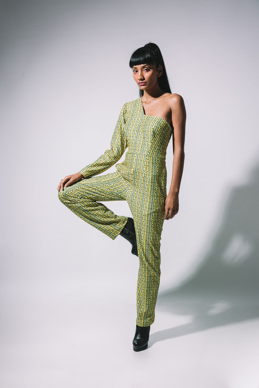 Yellow One shoulder Jumpsuit